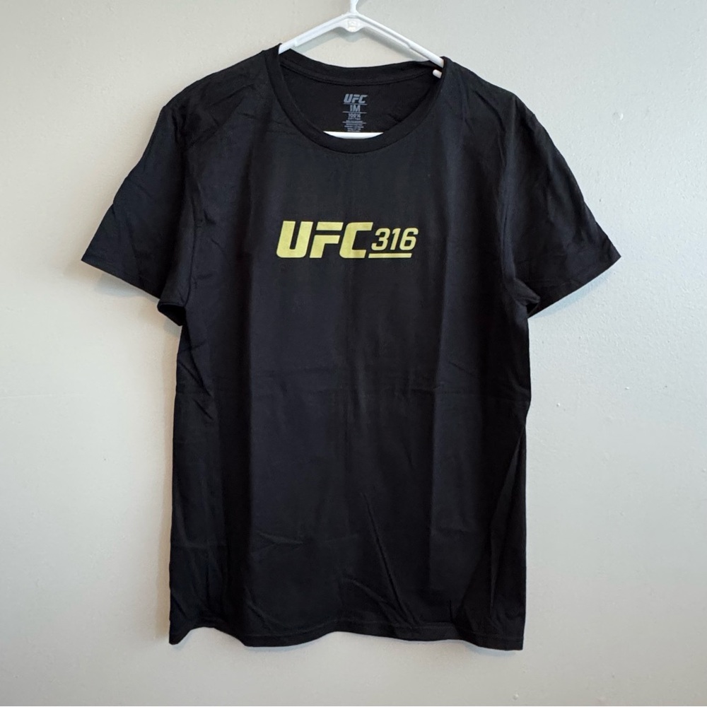 UFC 316 Men's Black Tee with Gold Logo NWOT
